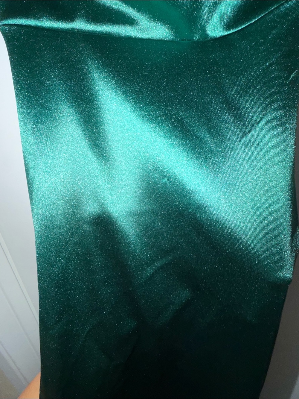 Emerald Green Satin Cowl Neck Slip Dress - Picture 4 of 6